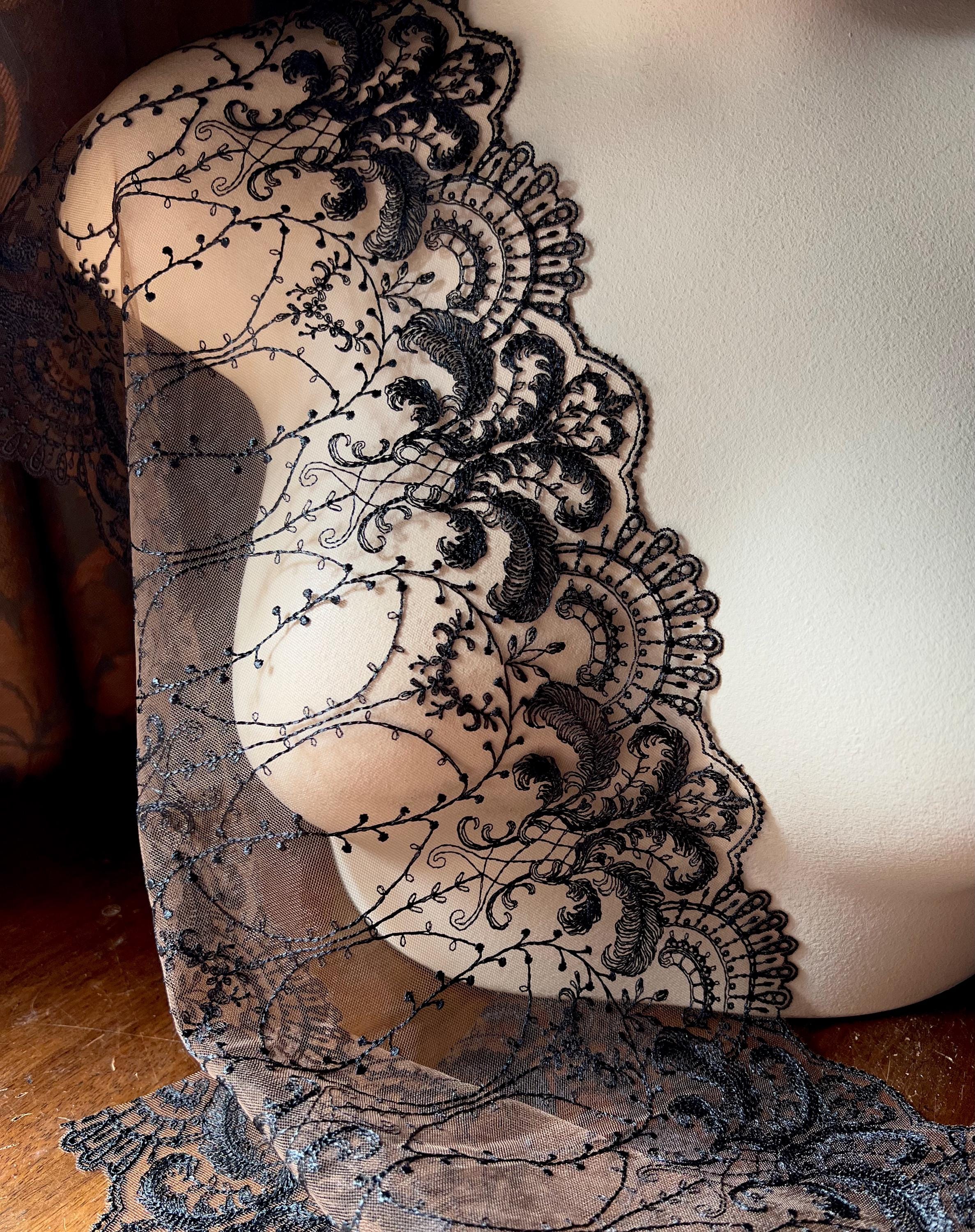COPPER & BLACK Lace Embroidered Lace Wide for Lingerie, Garments CL 6088
