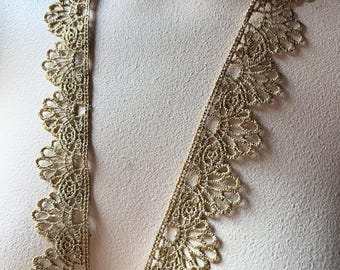 GOLD Lace in Metallic Gold Venise Style for 18th Century Costumes and Vests, Garments, Crowns, Bridal GL 8
