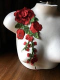 Red Rose 3D Lace Applique: Bridal, Dance Costume Design CA 836