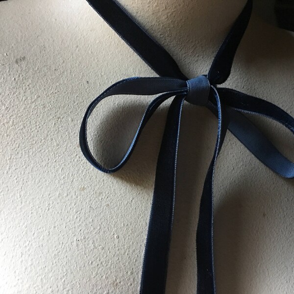 3 yds. Midnight Blue Velvet Ribbon 3/8" wide for Bridal, Costumes, Everything VL 175 MB