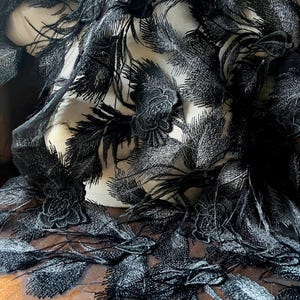 Black Leaf pattern Feathered WIDE Trim for Garments, Costumes, Lyrical Dance, Millinery F230 TRIM