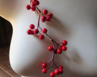 Twig & Berry Branches in Lipstick Red for Bridal, Headpieces, Halos, Wreaths, Bouquets, Boutonnieres MF