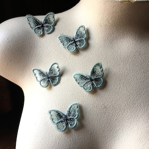 5+ SEAFOAM GREEN Butterfly SMALLER  Appliques for Bridal, Garments, Costume Design BFsm2