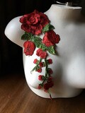 RED Rose Applique 3D Lace for Grad Gowns, Garments, Lyrical, Ballet, Dance, Costume Design, Boho Bridal  CA 836