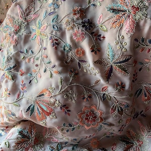 HALF YARD Peachy Rose Georgette Fabric Embroidered FQ42