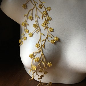 GOLD Flower Vine SHORTER Applique Iron On for Lyrical Costumes, Cosplay, Garments IRON 66 sm image 2