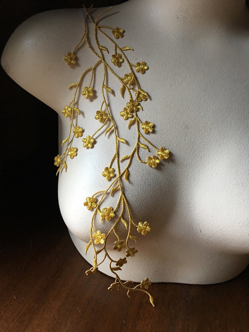 GOLD Flower Vine SHORTER Applique Iron On for Lyrical Costumes, Cosplay, Garments IRON 66 sm image 2