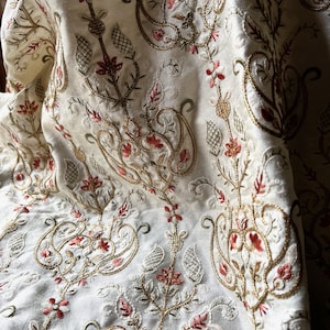FAT Quarter Fine Embroidered Fabric for Rococo Reticules, Victorian Handbags, Clutches, Junk Journals FQ24
