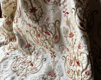 FAT Quarter Fine Embroidered Fabric for Rococo Reticules, Victorian Handbags, Clutches, Junk Journals FQ24