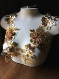 BRIGHT GOLD 3d Applique PAiR Beaded with Sequins for Lyrical Dance, Ballet, Couture Gowns F122