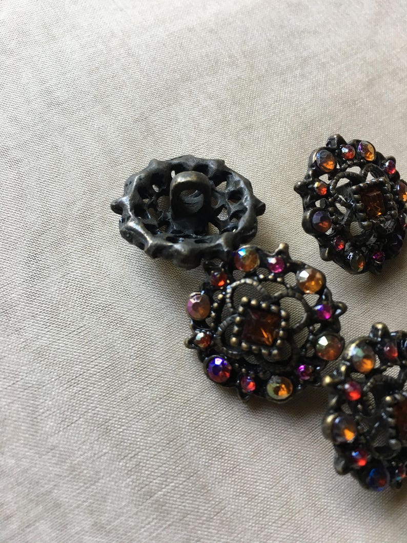 5 Rhinestone Buttons 34 34L Colored Stones for Bridal Jewelry or Costume Design
