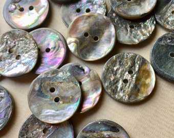 6 Abalone Buttons  40L  25mm for Knitting, Jewelry, Garments, Crafts  BU 53b