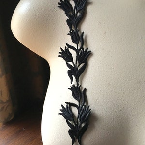 BLACK Trim Tulips for Garments, Appliques, Costumes, Crafts TR