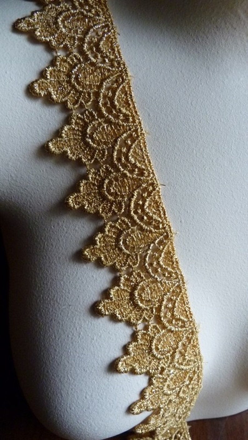 Gold Spitze Metallic Venise Spitze für Kronen, Lyrical Dance, Braut, Kostüm oder Schmuck Design GL 9 Bild 1