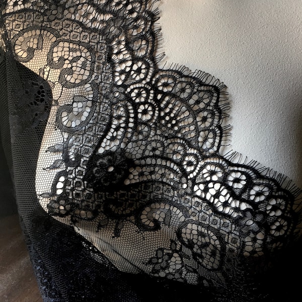 Black Chantilly Lace Sabrina