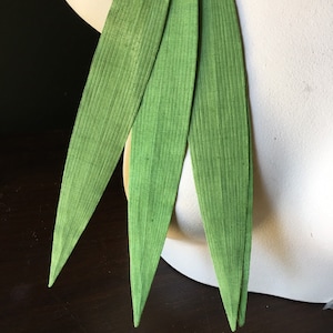 3 Green Ti Vintage Millinery Leaves LARGE for Bridal, Hats, Headbands ML