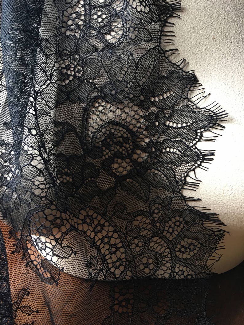BLACK Leavers Chantilly Lace Eyelash Lace for Masks Victorian Etsy UK