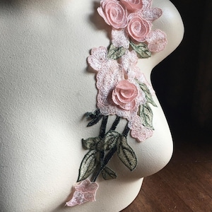 PEACH BLUSH  3D Rose Applique for Lyrical, Ballet Dance Costumes, Boho Bridal CA 901-2