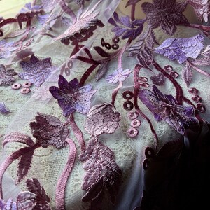 Purples Embroidered Lace Fabric for Garments Gowns Costumes - Etsy