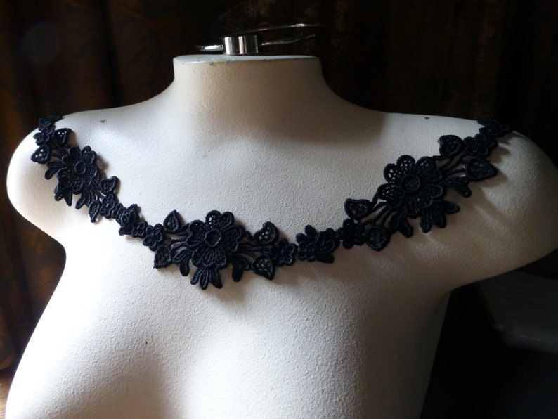 3 Black Lace Flower Appliques for Garments Lace Jewelry Etsy