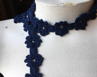 Indigo Navy Lace in Cotton Crochet for Denim, Garments, Costumes, Home Decor  CL 4050