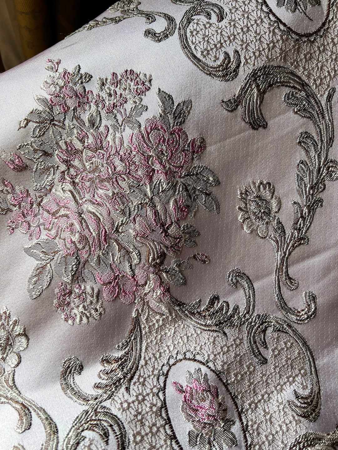 Pink Brocade FAT Quarter Pink Floral Brocade Fabric 18th Century Style 26