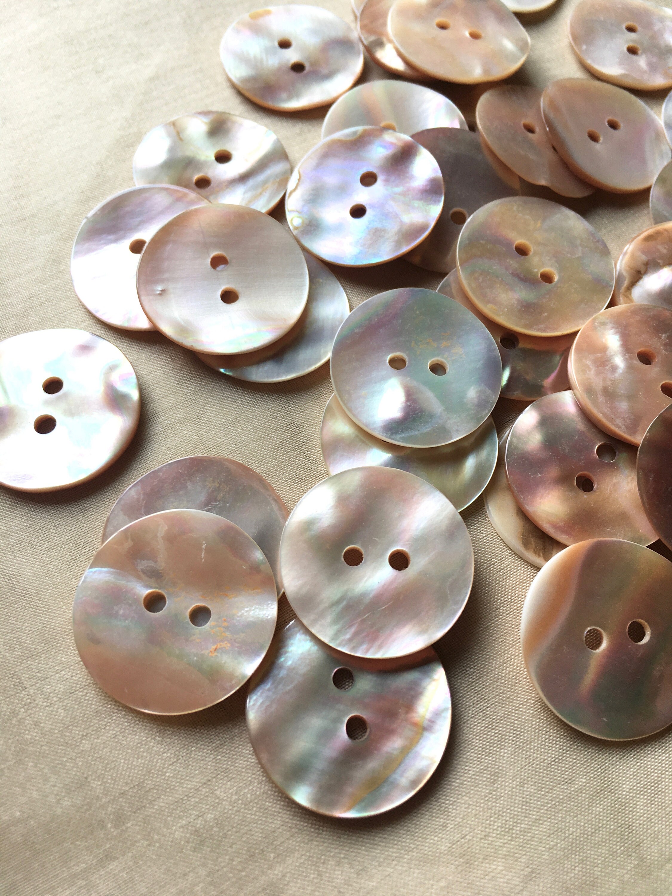 10 X 25mm Large Round Circle Natural Mother of Pearl Buttons Sewing  Haberdashery 