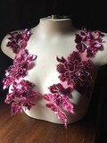 FUCHSIA Applique PAIR Beaded with Sequins for Lyrical Dance, Ballet, Couture Gowns F122