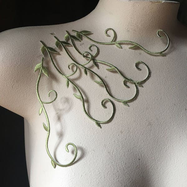 5 Green Leaf Vine Appliques Iron On for Lyrical, Ballet Costumes, Garments Iron On IRON 7