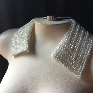 SECONDs - OFF WHiTE Collar RBG Applique Pearls Silk Satin for Neckpieces, Cosplay PR 218