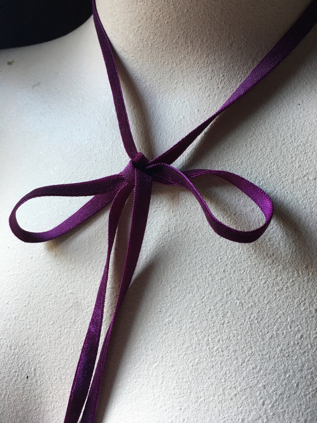 Droopy Ribbon 3 Yds. PLUM Velvet Ribbon VERY Narrow for Bridal, Floral Design ...