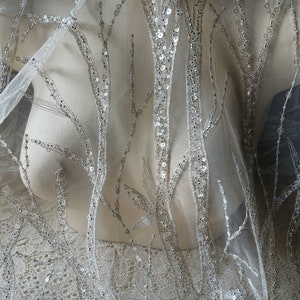 CHAMPAGNE Beaded Tree Vine Net Lace for Bridal, Capes, Garments