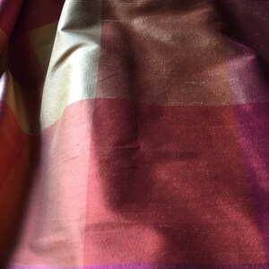 Pink & Orange Plaid Silk Fat Quarter Dupioni Stripe for Bridal, Clutches, Garters, Roses, Sewing image 6