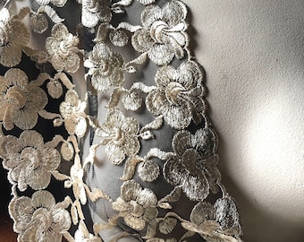 Black & Gold Lace Embroidered Mesh Lace   L 4032