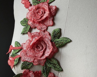 Peach Orange 3D Rose Applique: Floral Costume Design CA 902 op