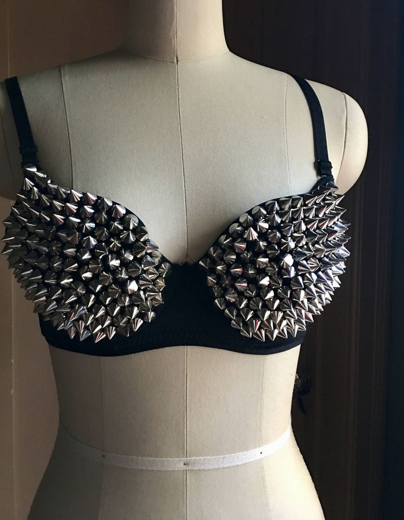 Black STUDDED Bra 34 for Burning Man, Cosplay, Dresses image 2