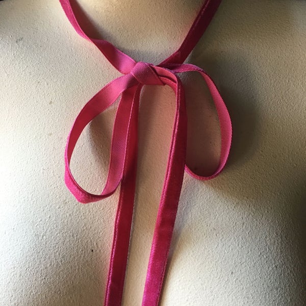 3 yds. HOT Pink Velvet Ribbon 3/8" wide for Bridal, Costumes, Everything VL