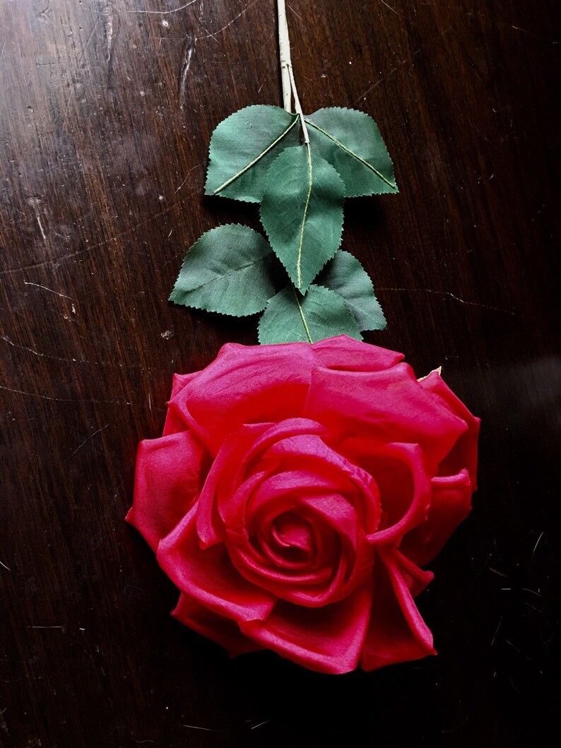 FUCHSIA Silk Rose Long Stem Flower for Derby Bridal Hats Etsy