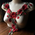 RED Rose Applique 3D Lace for Grad Gowns, Garments, Costume Design CA 807 #1, #2 or #3 Lyrical, Ballet Dance Costumes, Boho Bridal