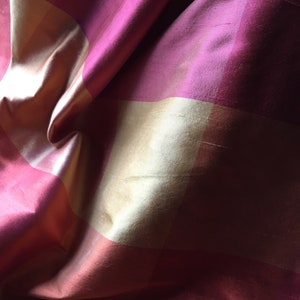 Pink & Orange Plaid Silk Fat Quarter Dupioni Stripe for Bridal, Clutches, Garters, Roses, Sewing image 5