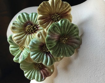 Green Ombre Velvet YoYo Flowers: Millinery Supplies, Bridal, Boutonnieres MF 213