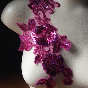 FUCHSIA & MAGENTA Applique Beaded with Sequins for Lyrical Dance, Ballet, Couture Gowns F129