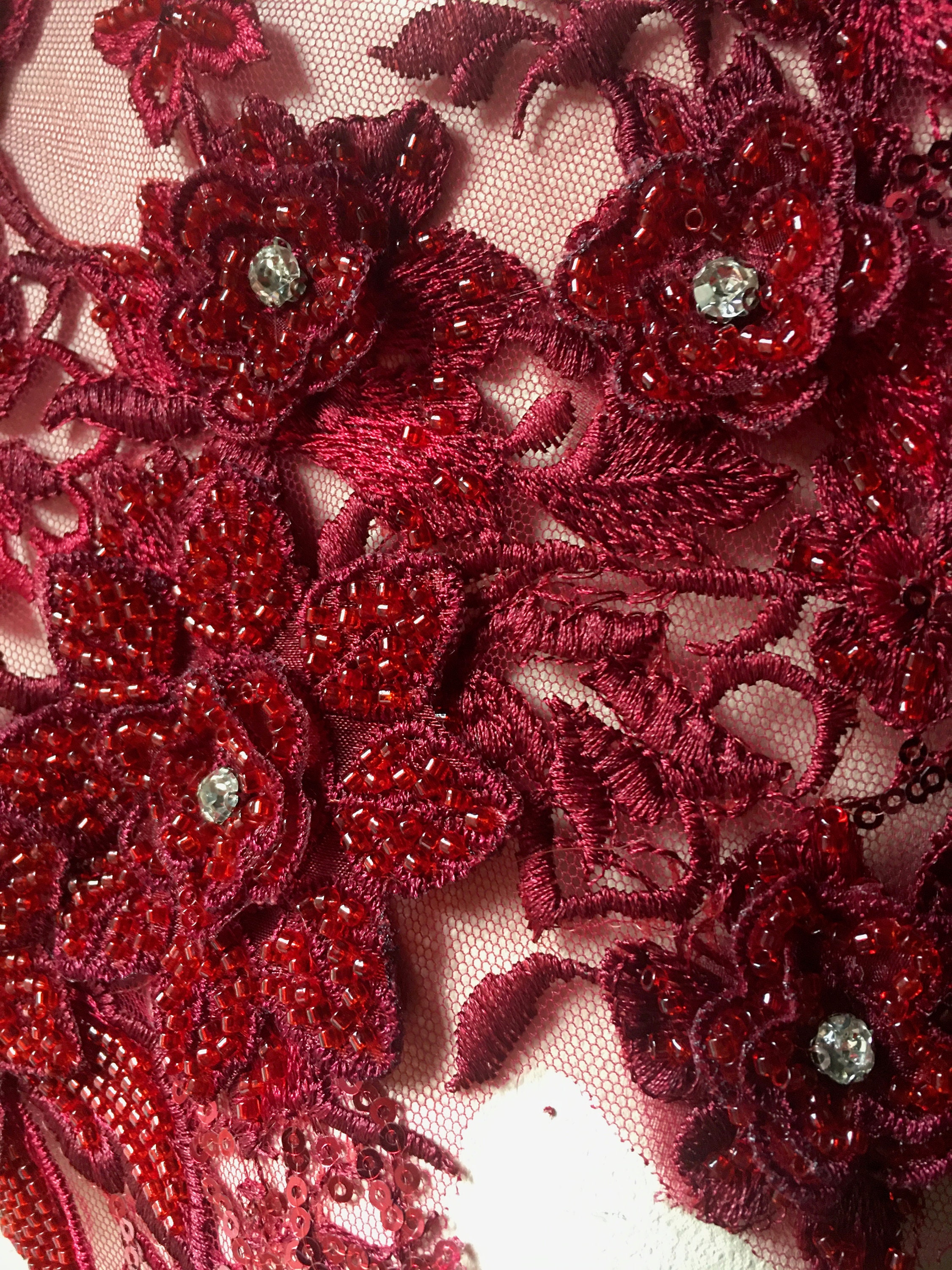 BURGUNDY RED 3D Applique Beaded for Lyrical Dance Ballet - Etsy