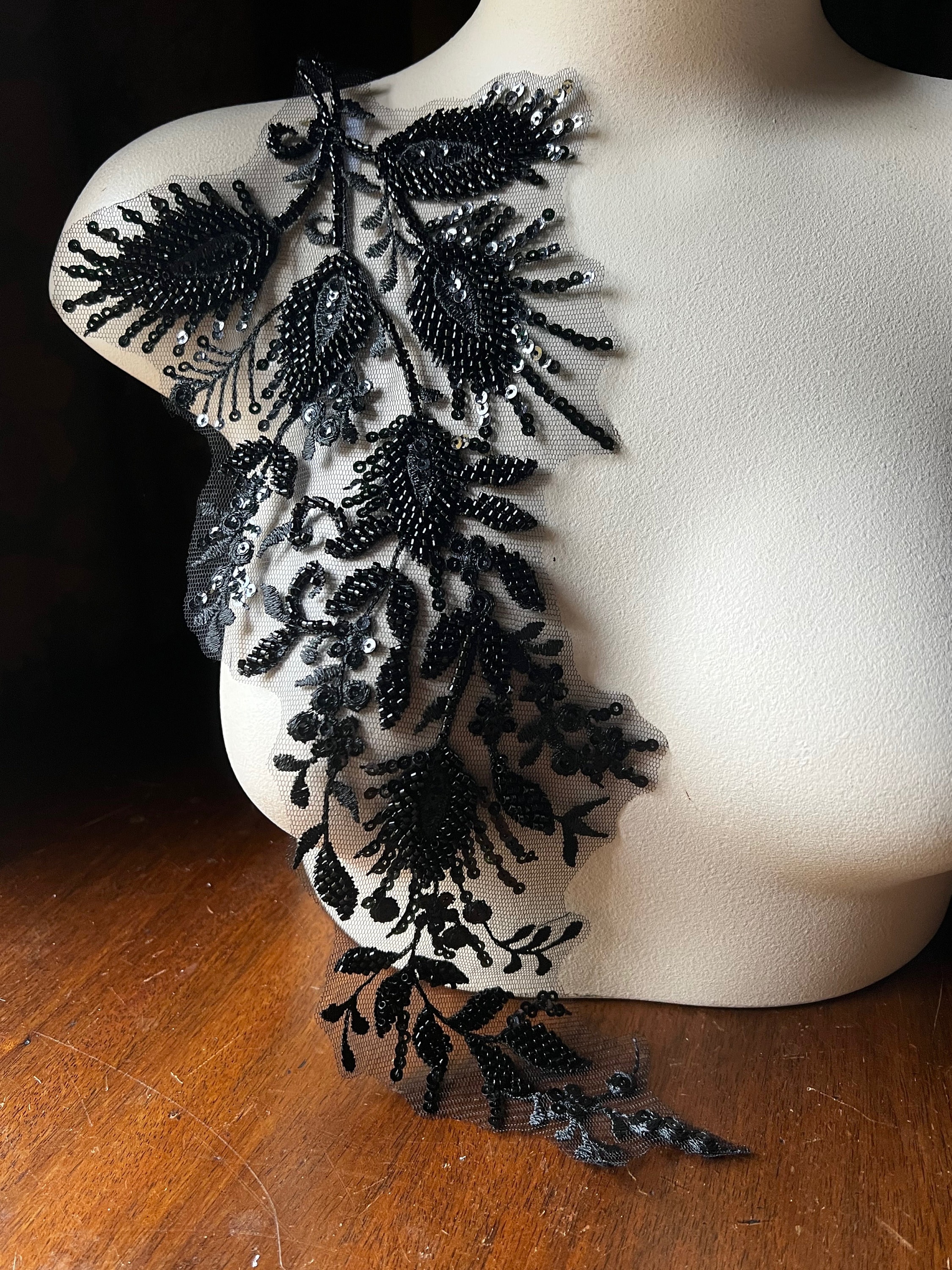BLACK Beaded Applique #1 for Lyrical Dance, Costumes  display picture 1