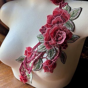 Pink Red 3D Rose Applique for Lyrical, Ballet Dance Costumes, Boho Bridal, Garments, Costume Design CA 912