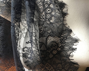 Chantilly Lace Wider Black for Shawls, Mantilla, Victorian Gowns, Lingerie CH 2blSOFT