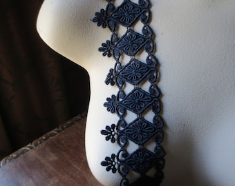 Navy Blue Lace Trim for Jewelry Design, Appliques, Costumes CL 5004 nb