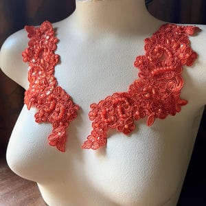 Par de apliques de encaje con cuentas naranjas: adorno para traje de danza lírica PR 612 original