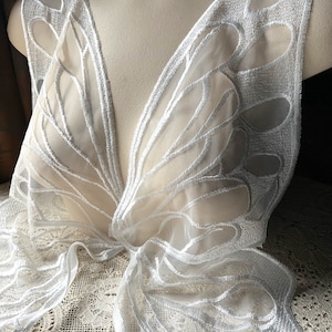 WHITE Butterfly Wings Appliques for Lyrical Dance, Fairy Costumes PRBF LG