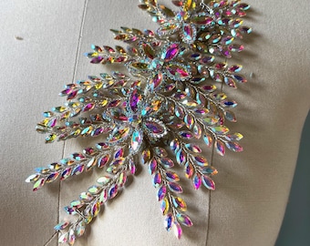 AB RHINESTONE 3D Applique: Prom, Bridal, Lyrical, Ballroom Dance, Costumes, Garments F111 C